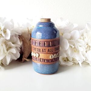 Vintage Down to Earth Pottery Bud Vase "A Friend Loveth At All Times"